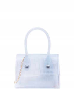 Fashion Smooth Croc Handle Bag PM0722-7156 CLEAR/
